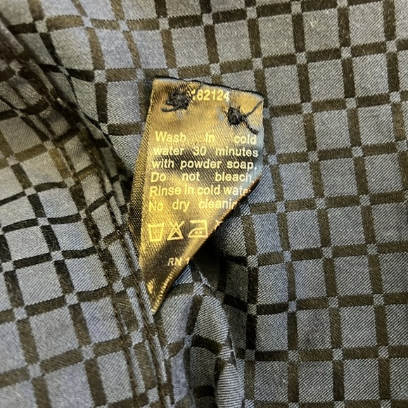 Bespoke Sport Short Sleeve Button Front Shirt Two-Tone Black/Blue Windowpane XL - Picture 11 of 13